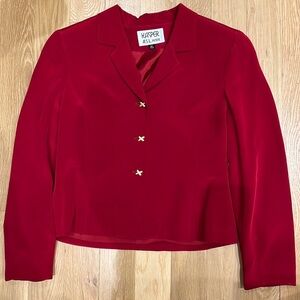 Kasper A.S.L. Silk Blazer Size 6P Red Vintage Petite Jacket